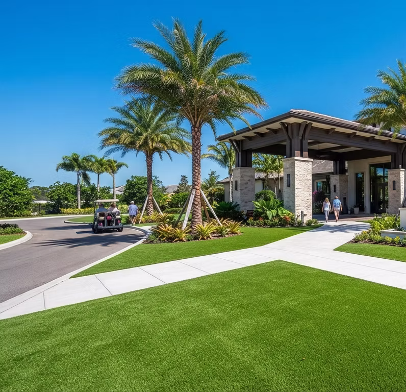 Commercial artificial turf installation in The Villages, FL