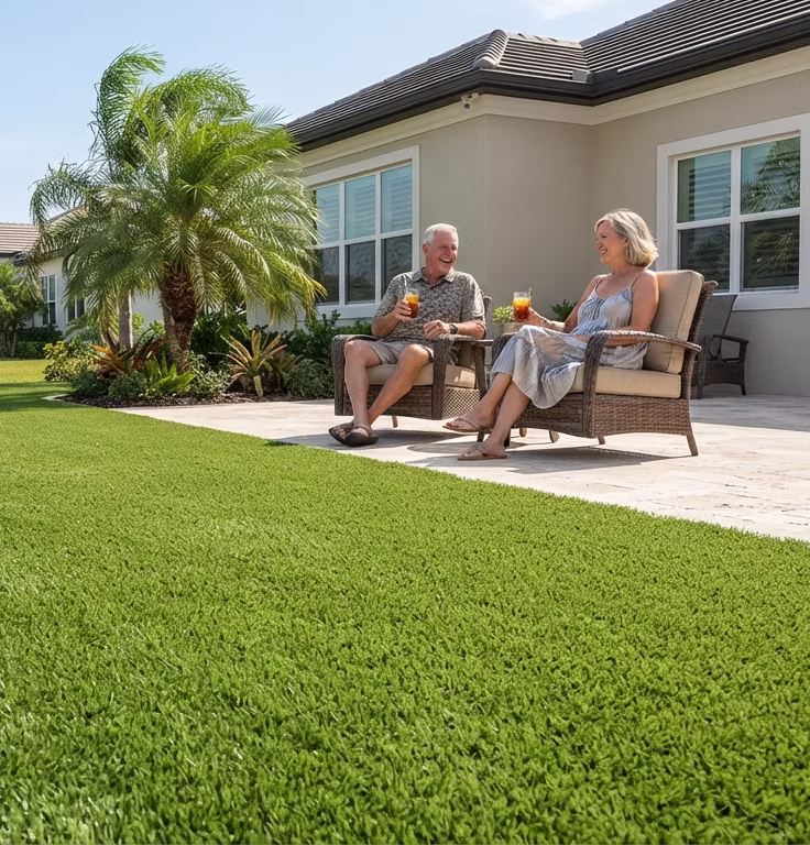 Residential artificial grass lawn installation in The Villages, FL